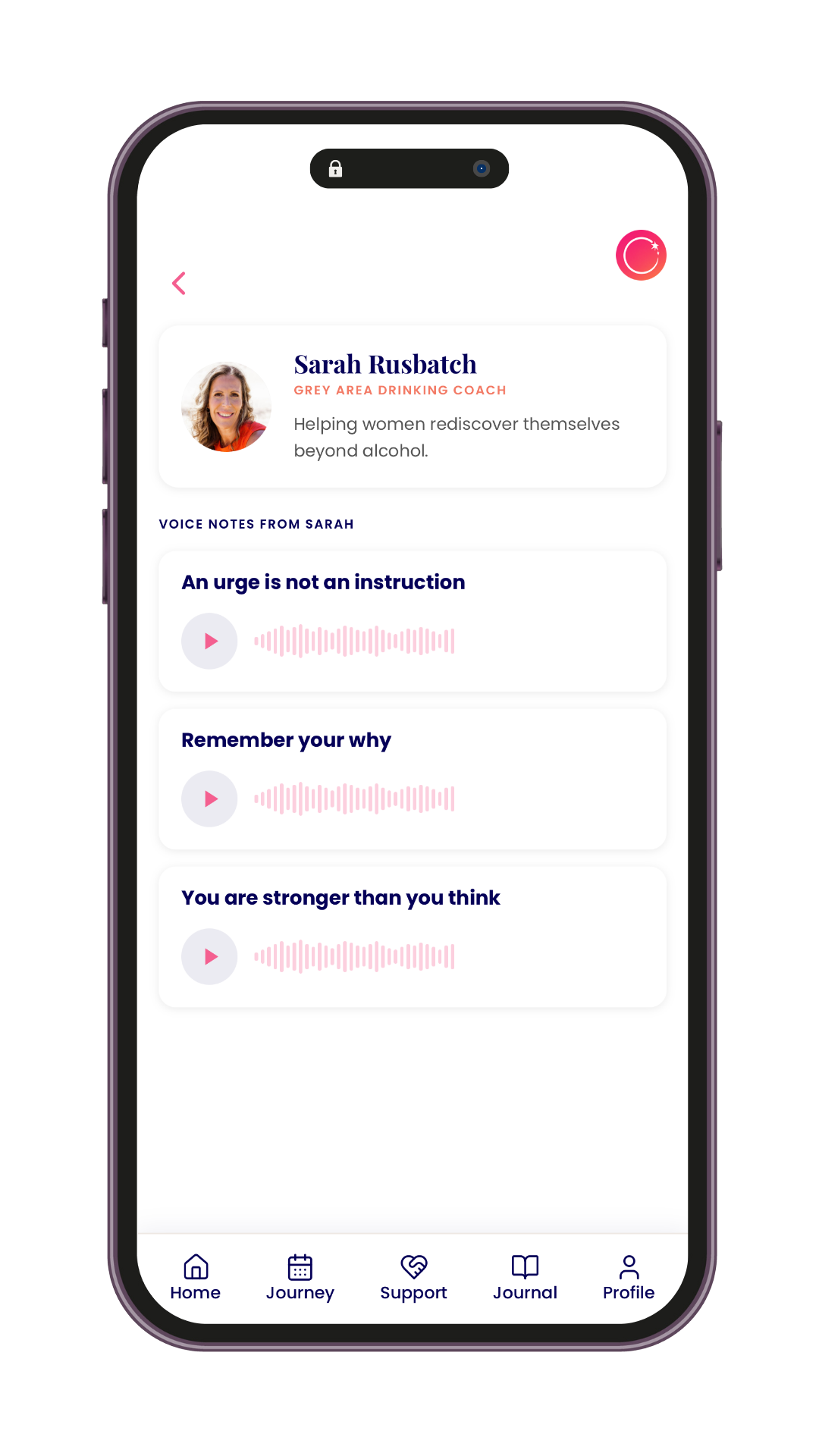 Sarah Rusbatch coach audio screen